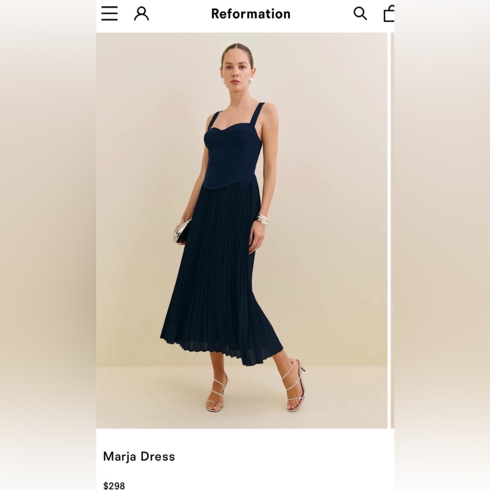 NWT Reformation Marja Navy Midi Dress